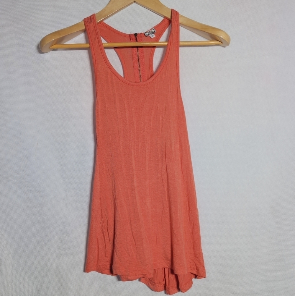Unbranded Coral Zipper Racer Back Sleeveless Women's Top